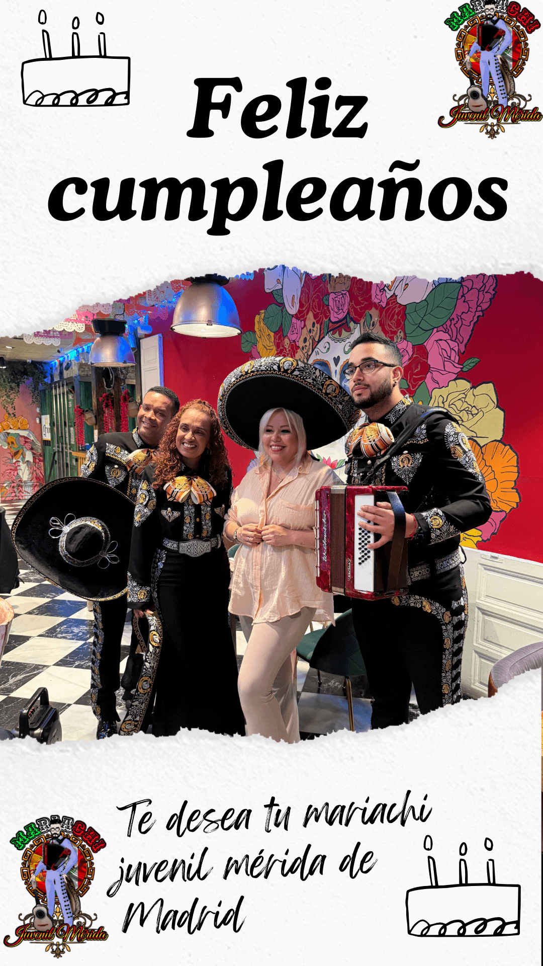 Grupo de mariachis profesionales en Madrid cantando cumpleaños